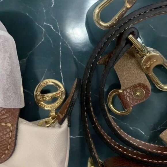 Longchamp Le Pliage Whirte Mini Canvas Tote Zipper Closure - Picture 4 of 5